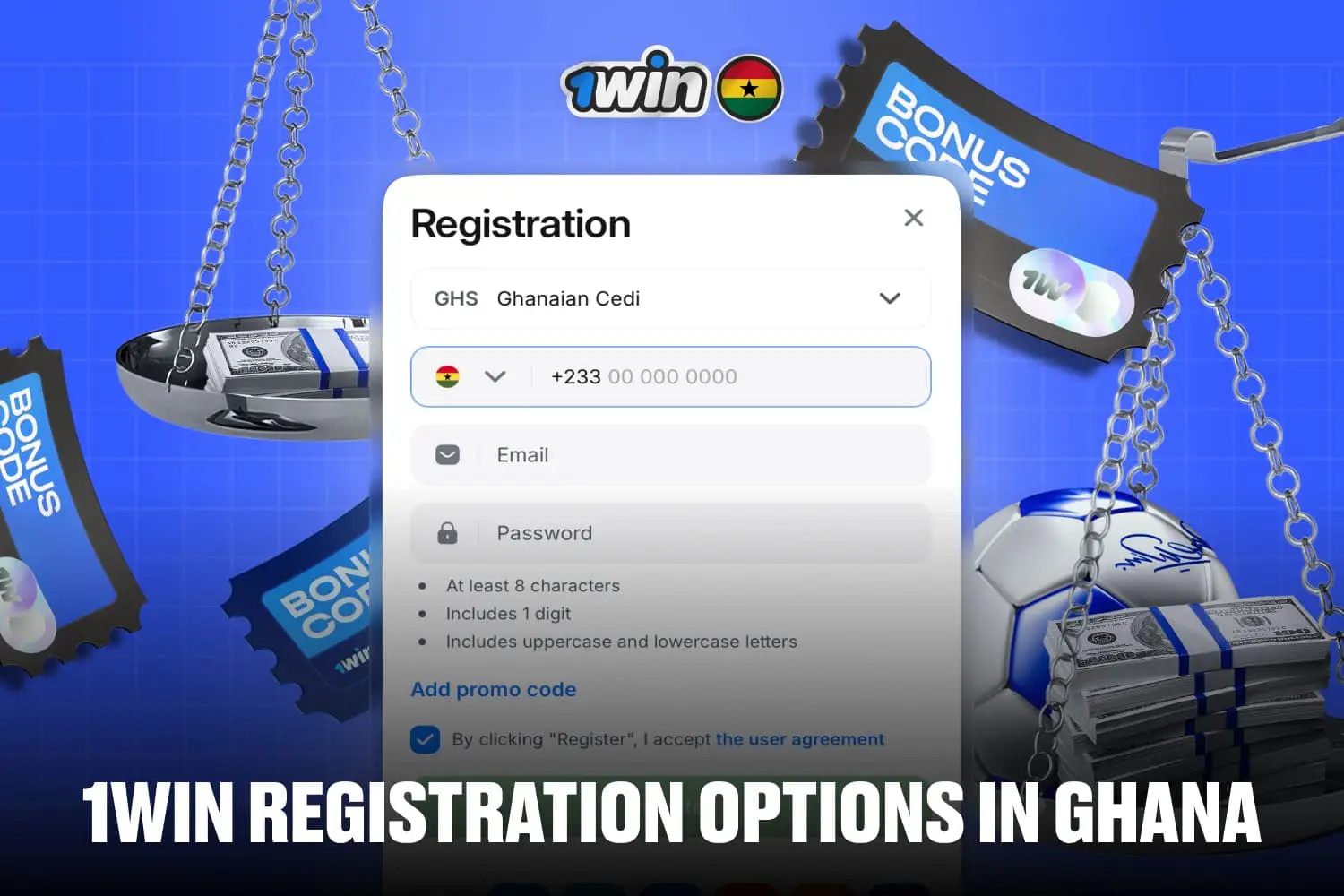1win registration methods